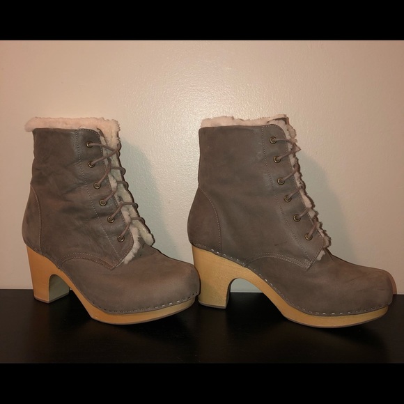 Jeffrey Campbell Woodies “Erickson” Lace Up Suede Clog/Booties,Size-8